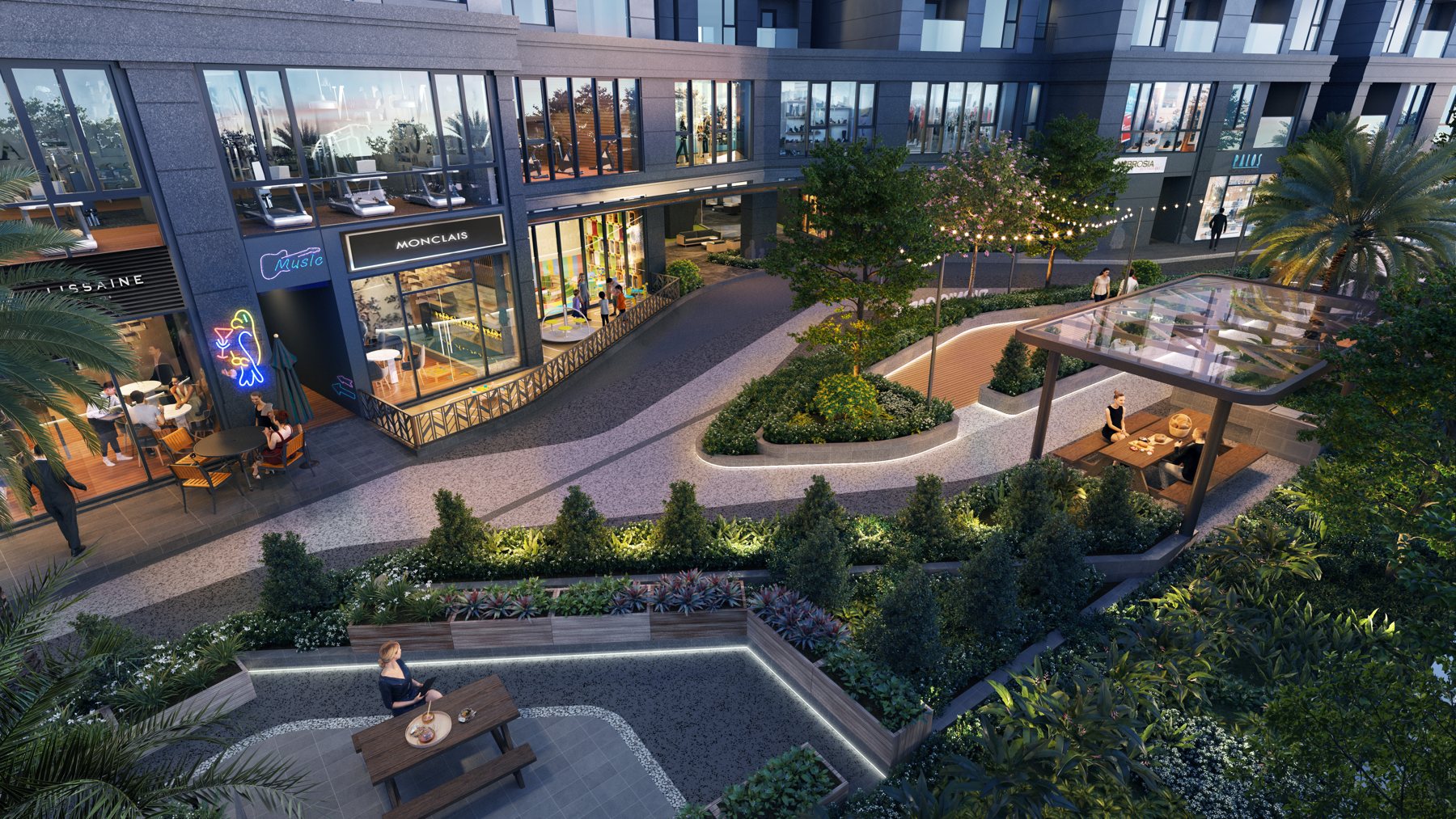 Phố shophouse và tiện ích nội khu chung cư Gem Park, Hồng Bàng, Hải Phòng
